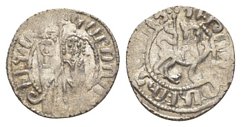Киликийская Армения трам 1226-1271 Хетум I и царица Забель, держат крест/лев с патриаршим крестом  серебро    1516-315