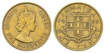Ямайка 1 пенни 1960 KM 37 никель латунь 4628-646