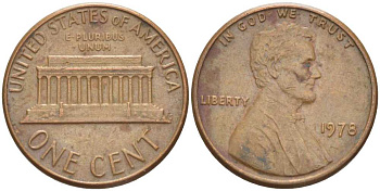 США 1 ЦЕНТ 1978 ЛИНКОЛЬН KM 201 медь цинк 211-1135