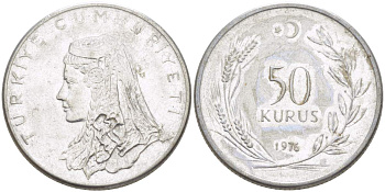 Турция 50 курушей 1976 Анатолийская невеста KM 899 нержавеющая сталь 4525-555