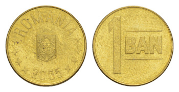 Румыния 1 бан 2005 KM 189 сталь плакированная латунью UNC 4644-1251