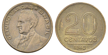 Бразилия 20 сентаво 1945 KM 556a алюминиевая бронза 4668-1056