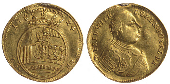 Пруссия 1 дукат 1724 Фридрих Вильгельм I (1688-1740), король солдат, монетный двор Берлин, следы подвески Fr. 2358, KM. 190 золото 10-009-21