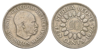 Сьерра-Леоне 10 центов 1964 Милтон Маргаи KM 19 медно-никель 92-814