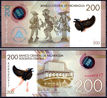 Никарагуа 200 кордоба 2014 национальный театр Рубена Дарио, Манагуа, комедийный балет Гуэгуэнсе Pick 213 a пластик UNC (пресс) 7548-60-2-1