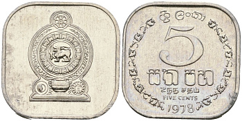 Шри-Ланка 5 центов 1978 KM 139a алюминий 4135-1246