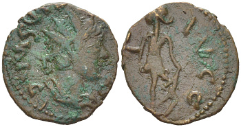 Римская Империя, императоры в Галлии антониниан 273 - 274 Тетрик II, C PIV ESV TETRICVS CAES, бюст цезаря / SPES AVG, Спея, персонификация Надежды, локальная чеканка в Галлии RIC 270 биллон 1073-24-24