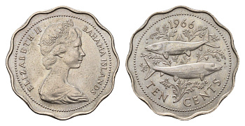 Багамские острова (Багамы) 10 центов 1966 KM 4 медно-никель UNC 4391-457