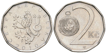Чехия 2 кроны 2010 b’ KM 9 сталь плакированная никелем aUNC 4516-867