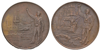 Аргентина медаль "100-летие Аргентинского флота" 1910 медальер Маркос Константе Росси, диаметр 37 мм, вес 23,4 гр бронза 413-623