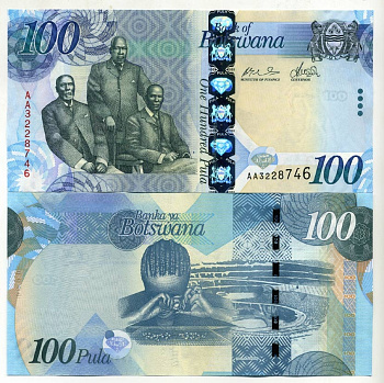 Ботсвана 100 пула 2009 три вождя (Себеле I, Батоен I, Кхама III), сортровка алмазов Pick 33 бумага UNC (пресс) 451-203-2