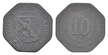 Нойштадт-ан-дер-Хардт 10 пфеннигов 1917 Funck 374.2, Men18 23348.2 цинк 4636-1224