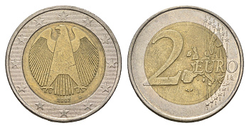 Германия 2 евро 2002 G KM 214 биметалл 4616-553