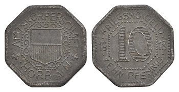 Хорб-на-Неккаре 10 пфеннигов 1918 Funck 222.3A, Men05 11980.3, Men18 15002.3 железо 4636-766