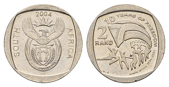 ЮАР 2 ранда 2004 10 лет первым всеобщим выборам KM 334 медь плакированная никелем 4660-1112