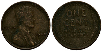 США 1 цент 1940 Линкольн KM 132 бронза 4164-817