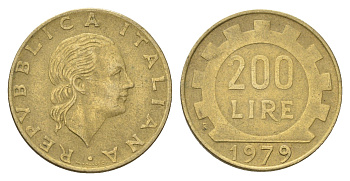 Италия 200 лир 1979 R, шестерня KM 105 алюминиевая бронза 4704-846