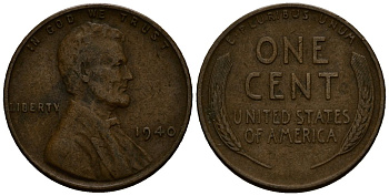 США 1 цент 1940 Линкольн KM 132 бронза 4164-816