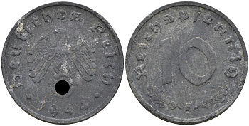 Германия 10 рейхспфеннигов 1944 F KM 101, J. 371 цинк 4116-615