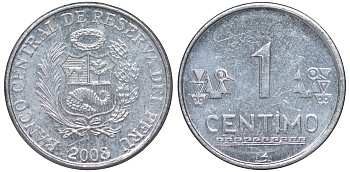 Перу 1 сентимо 2008 LIMA KM 303.4a алюминий aUNC 4189-1028