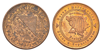 Босния и Герцеговина 20 фенингов 2008 KM 116 сталь плакированная медью 4649-539