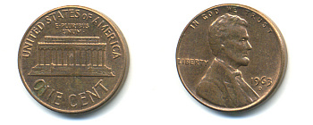 США 1 ЦЕНТ 1963 D, ЛИНКОЛЬН KM 201 медь цинк 86-162