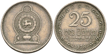 Шри-Ланка 25 центов 1978 KM 141.1 медно-никель 4567-241