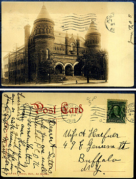 США post card - открытка 1908 Детройт, Мичиган, с маркой в 1 цент 2193-92