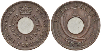 Британская Восточная Африка 1 цент 1954 Елизавета II (1952-) KM 35 бронза 113-523