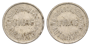 Германия игровой жетон UWAG Warenbezugsmarke диаметр 20,5 мм, вес 3,8 гр медно-никель 4655-668
