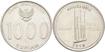 Индонезия 1000 рупий 2010 KM 70 сталь плакированная никелем aUNC 4148-442