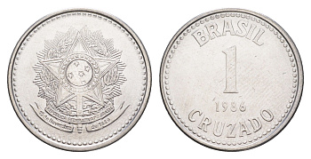 Бразилия 1 крузадо 1986 KM 605 нержавеющая сталь UNC 4642-1236
