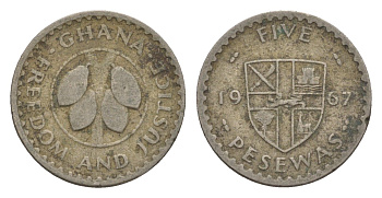 Гана 5 песев 1967 KM 15 медно-никель 4655-735