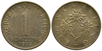 АВСТРИЯ 1 ШИЛЛИНГ 1983 KM 2886 алюминиевая бронза 36-831