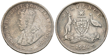 Австралия 6 пенсов 1926 Георг V (1910-1936) KM 25 серебро 4392-1128