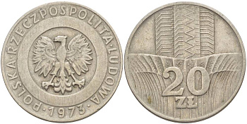 Польша 20 злотых 1973 монетный двор Кремница KM 67, Parchimowicz 245a медно-никель 4542-1211