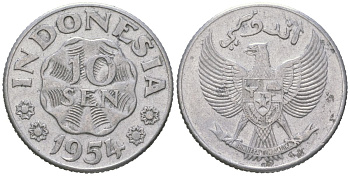 Индонезия 10 сенов 1954 KM 6 алюминий 4121-1243