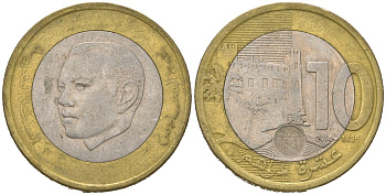 Марокко 10 дирхамов 2014 AH 1435, Мохаммед VI (1999-) Y 141 биметалл 4619-521