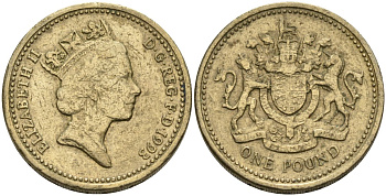 Великобритания 1 фунт 1993 Елизавета II (1952-2022) KM 964, Spink 4336 никель латунь 81-922