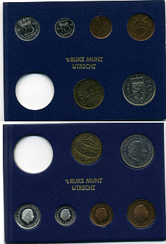 Нидерланды госнабор из 5 монет + жетон 1979 медно-никель UNC 7-5-1-35