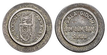 Италия, Римини жетон для равлечений Sale Giochi диаметр 24 мм, вес 4,8 гр нержавеющая сталь 4670-843