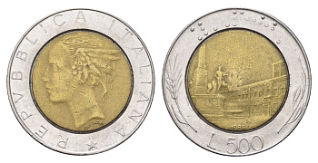 Италия 500 лир 1988 R, Квиринальский дворец в Риме KM 111 биметалл 4704-957