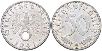 Германия 50 рейхспфеннигов 1941 A KM 96, J. 372 алюминий 202-845