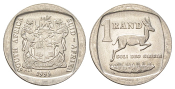 ЮАР 1 ранд 1995 KM 138 медь плакированная никелем aUNC 4627-317