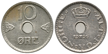 НОРВЕГИЯ 10 ЭРЕ 1926 ХОКОН VII (1905-1957) KM 383 медно-никель 66-143