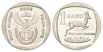 ЮАР 1 ранд 2003 KM 332 медь плакированная никелем 4627-364