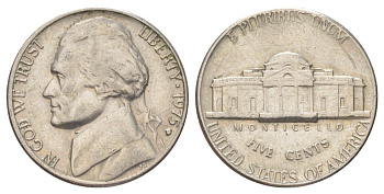 США 5 центов 1975 Джефферсон KM A192 медно-никель 4625-513