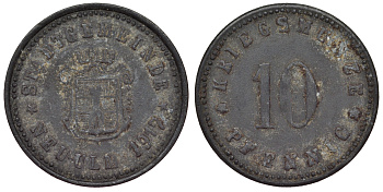 Германия, Ной-Ульм 10 пфеннигов 1917 Бавария, нотгельд Funck 378.2a? цинк 4119-852