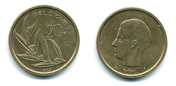 Бельгия 20 франков 1980 Belgique, Бодуэн I (1951-1993) KM 159 никель бронза 25-1641