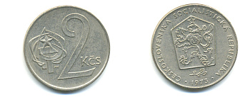 Чехословакия 2 кроны 1973 KM 75 медно-никель 89-1851